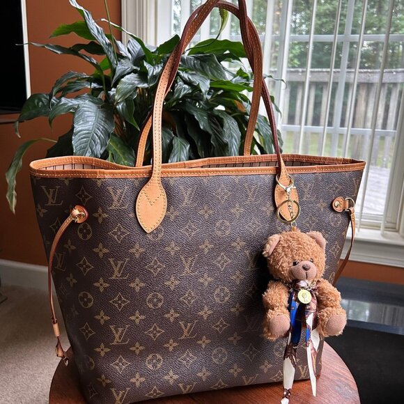 New TEDDY BEAR TWILLY SCARF Bag Charm Tan Navy 🧸 - Picture 3 of 6